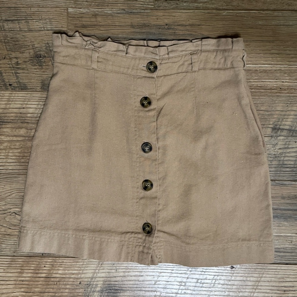 Blu Pepper Tan Cream Button-Up Mini Pencil Skirt - Discounted Shipping